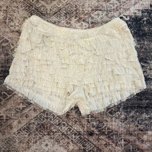Free People Cream Texture Lace Bloomer Shorts